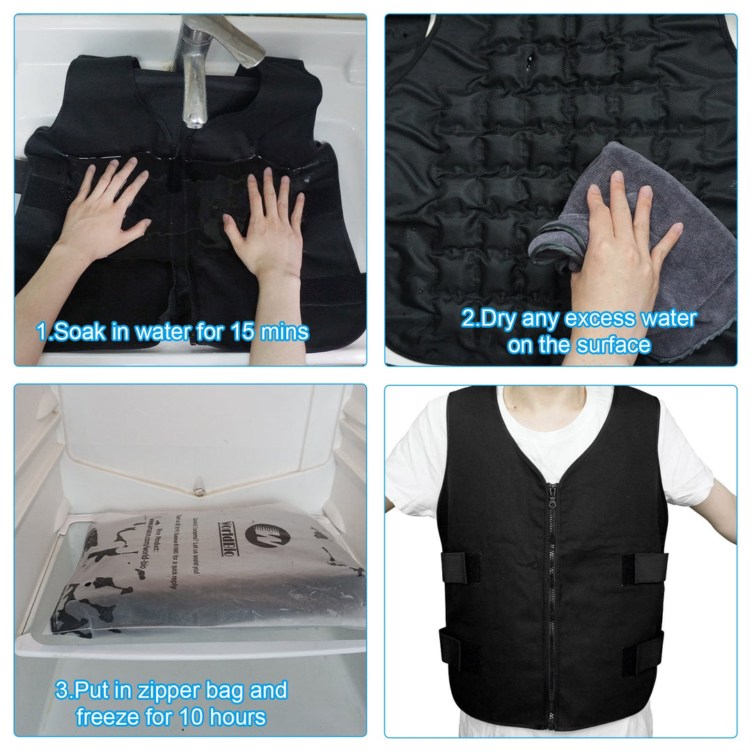 Unisex nan cooling vest with refillable ice compartments and sturdy zipper Mune Fashion