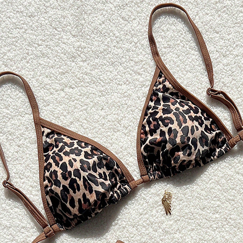 Women's Triangle Bikini Set with Animal Print and Playful Design Mune Fashion