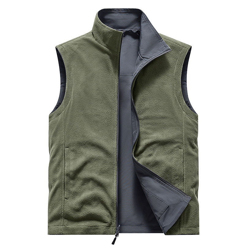 Men's fleece vest with stand-up collar, breathable lining & zip pockets Mune Fashion
