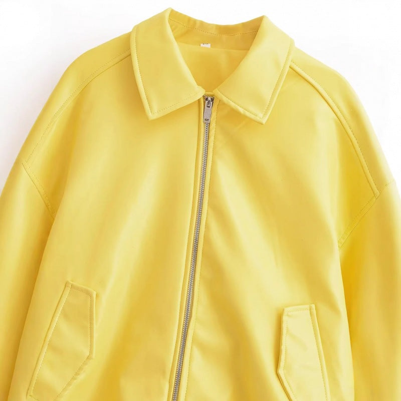 Women's Oversized Bomber Jacket with Shirt Collar, Concealed Zip Fastening and Wide Ribbed Cuffs Mune Fashion