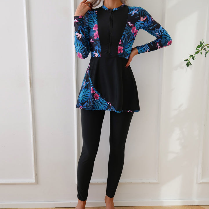 Ladies Sporty Long Sleeve Swimsuit with Elegant Tunic Look Mune Fashion