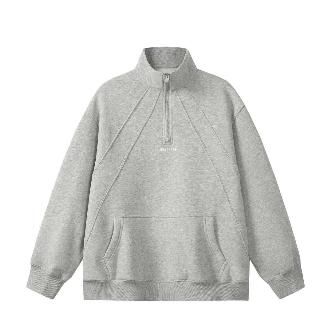 Unisex Oversize Sweatshirt with Half Zip, High Funnel Neck and Kangaroo Pocket Mune Fashion