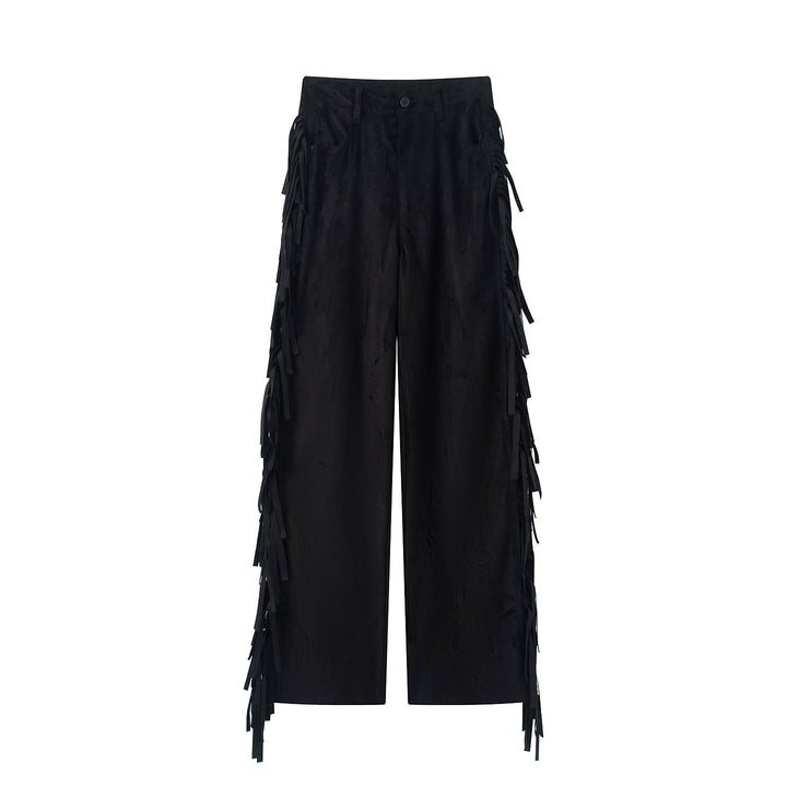 Women's Wide High Waist Pants with Side Fringes and Wide Leg Mune Fashion