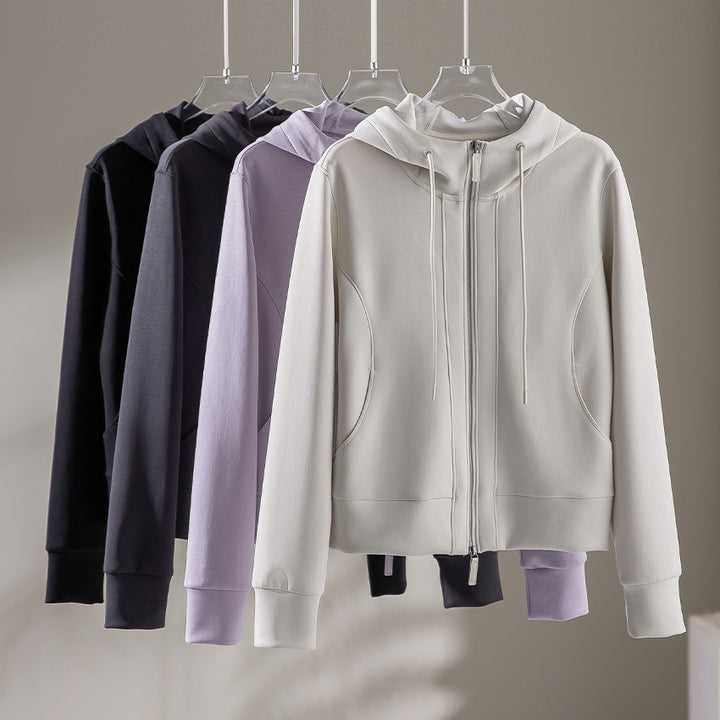 Women's Lightweight Hooded Jacket made of fine terry with tailored silhouette and two-way zipper Mune Fashion