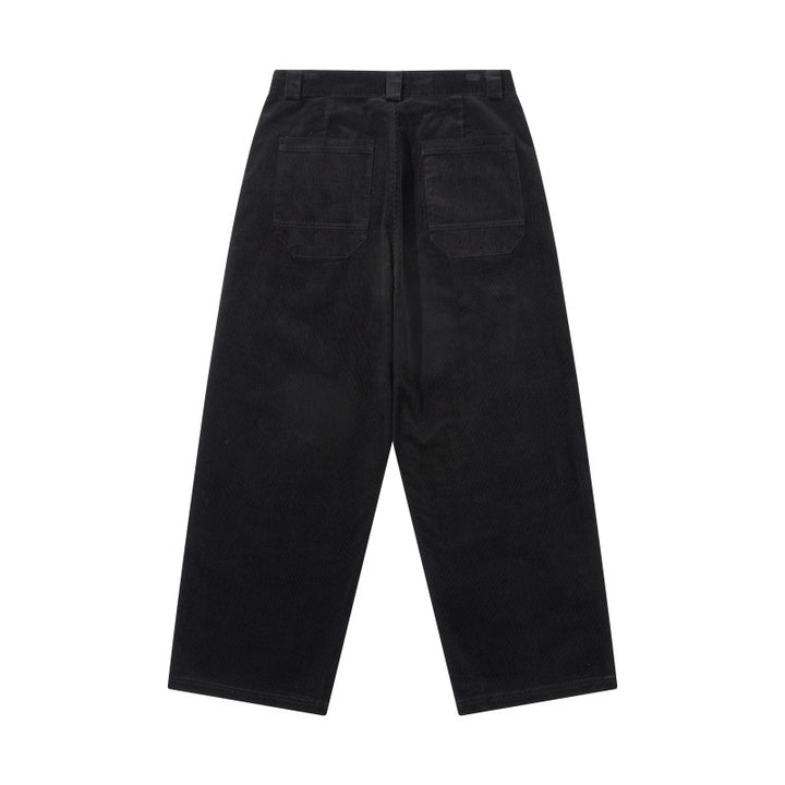 Men's Wide Cord Pants with Pleats, High Waist and Straight Leg Mune Fashion