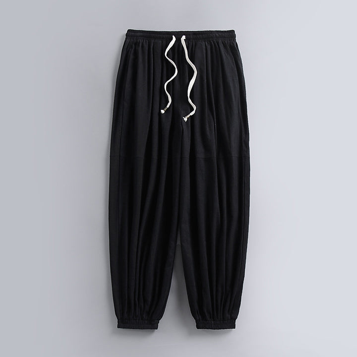 Women's Airy Harem Pants with Drawstring Waist and Elastic Ankle Cuffs Mune Fashion