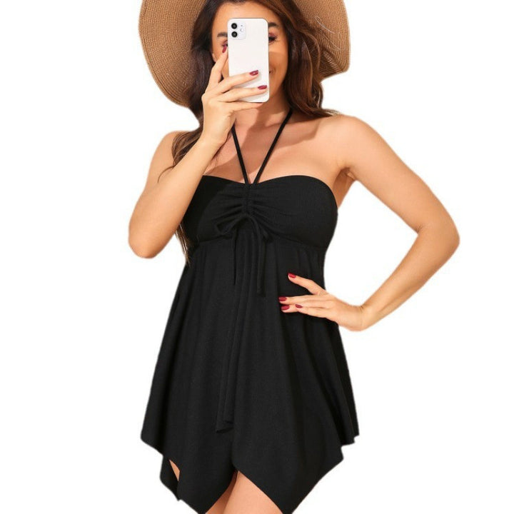 Women’s beach dress with asymmetrical cut and gathering Mune Fashion