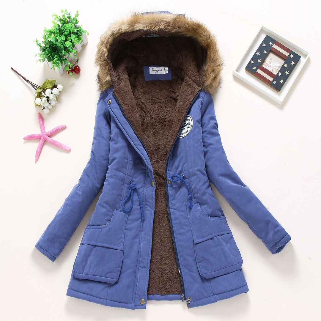 Women's high-warming winter parka with teddy lining, drawstring and faux fur trim Mune Fashion