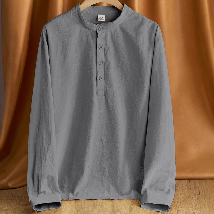 Men's Nehru collar Henley made of cotton stretch with concealed button placket and slim fit Mune Fashion