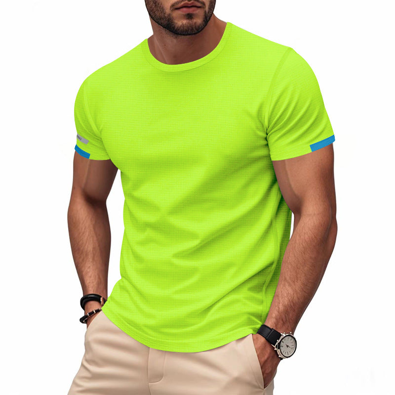 Men's nan athletic functional T-shirt with round neck, body-hugging stretch cut and contrasting sleeve hem Mune Fashion
