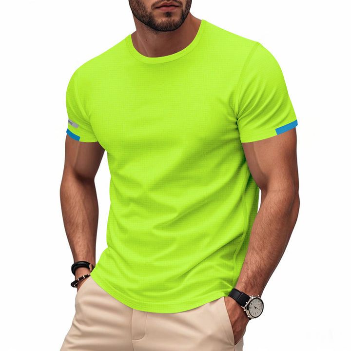 Men's nan athletic functional T-shirt with round neck, body-hugging stretch cut and contrasting sleeve hem Mune Fashion