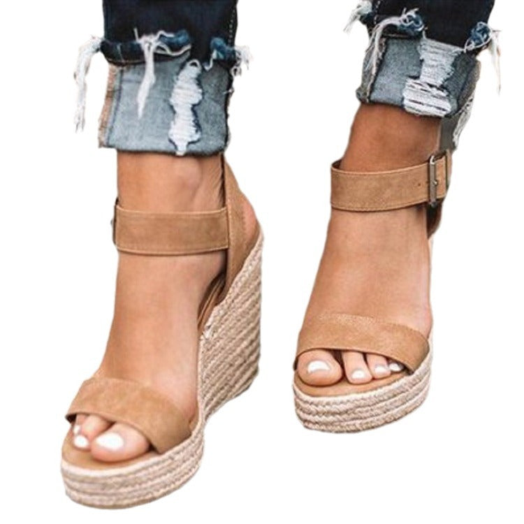 Women's Espadrille Wedge Sandals with Jute Platform and Adjustable Ankle Strap Mune Fashion