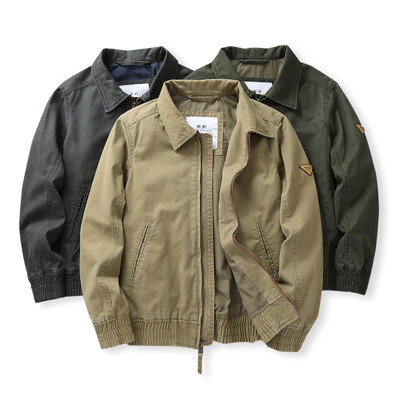 Men's casual canvas field jacket with zipper and elastic hem Mune Fashion