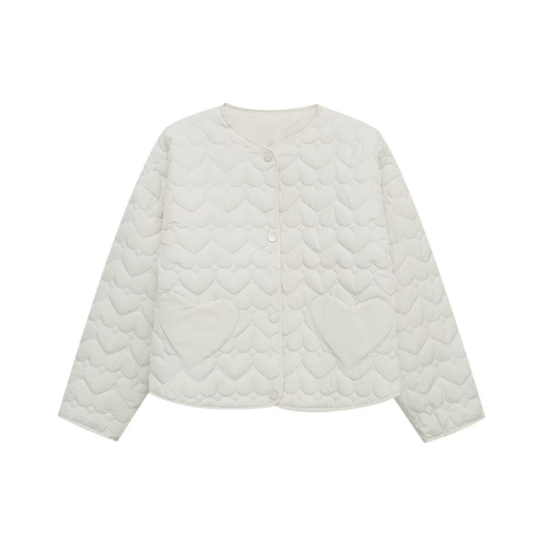 Women's short quilted jacket with heart quilting and heart pockets Mune Fashion
