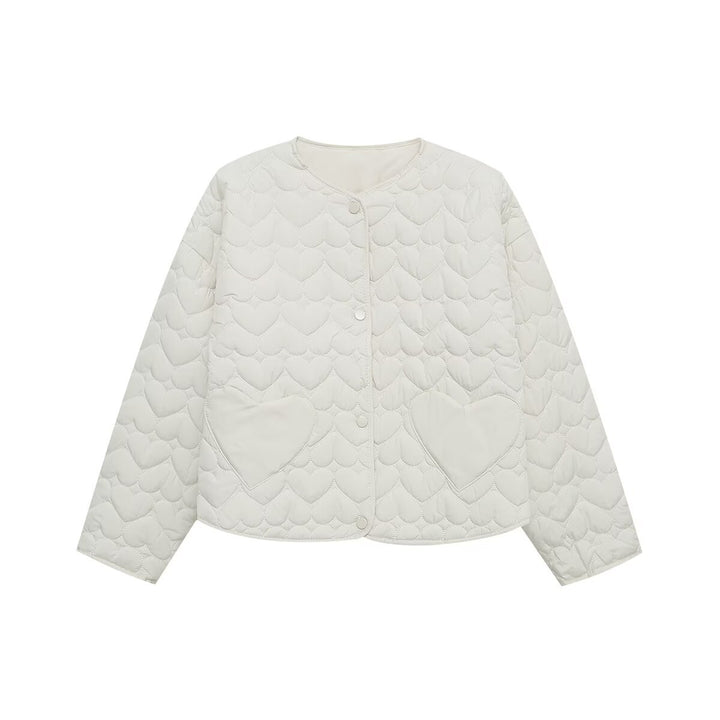 Women's short quilted jacket with heart quilting and heart pockets Mune Fashion