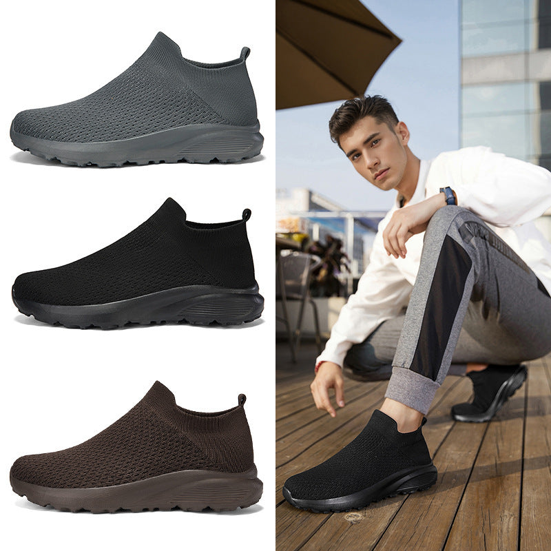 Unisex nan elastic knit slip-on shoe with contoured viscoelastic insole and slip-resistant shock-absorbing outsole Mune Fashion