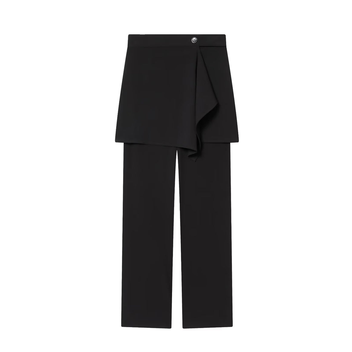 Women's Wide High-Waist Pants with Asymmetrical Wrap Skirt Overlay Mune Fashion
