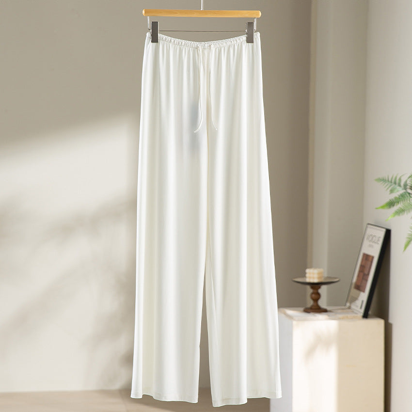 Women Wide Lounge Pants with Elastic Waistband and Drawstring Mune Fashion