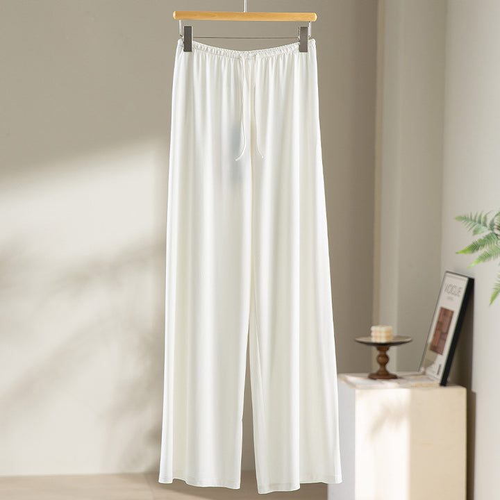 Women Wide Lounge Pants with Elastic Waistband and Drawstring Mune Fashion