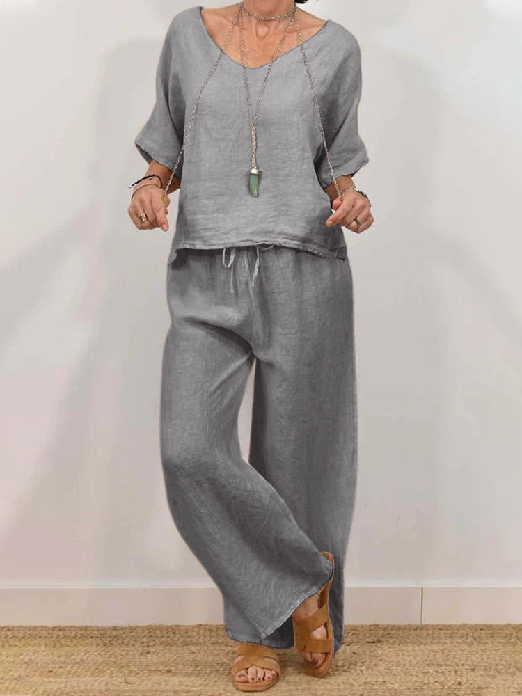 Women’s linen suit with a casual cut and wide leg Mune Fashion