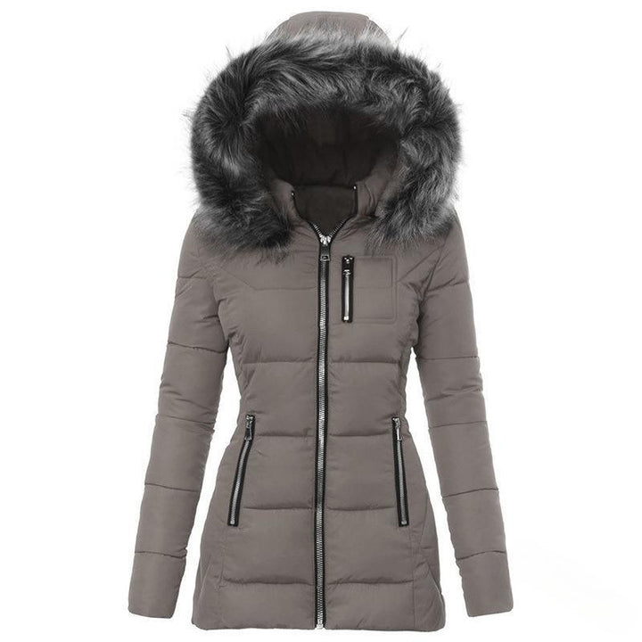 Women’S Winter Jacket with Removable Faux Fur Collar Mune