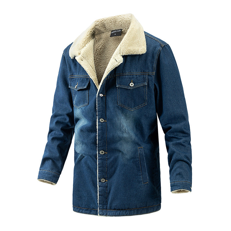 Men's Padded Denim Jacket with Sherpa Lining and Extended Outdoor Cut Mune Fashion