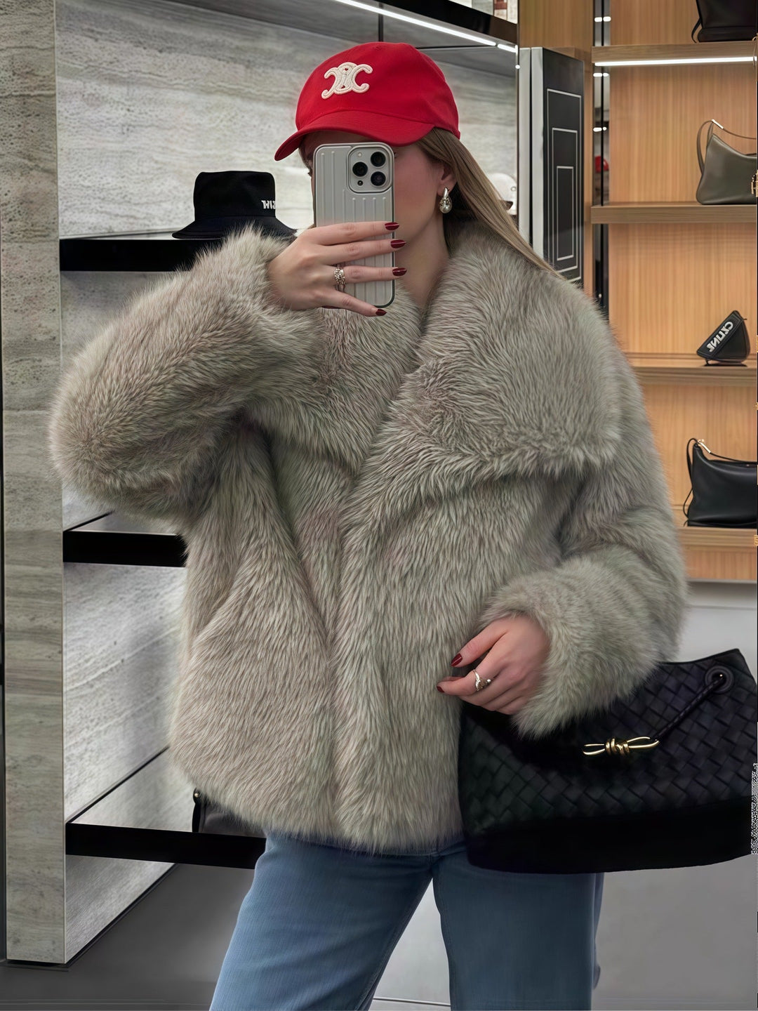 Mune | Women's Faux Fur Jacket with Luxurious Cut and Wide Collar