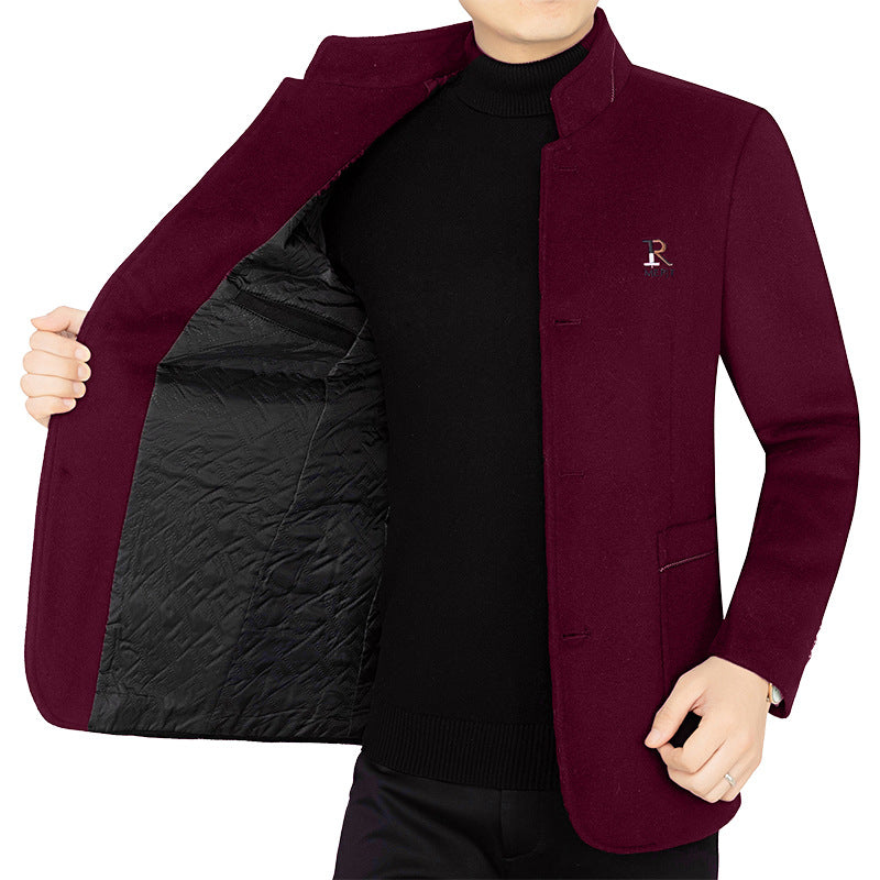 Men's wool coat with stand-up collar and quilted thermal lining Mune Fashion