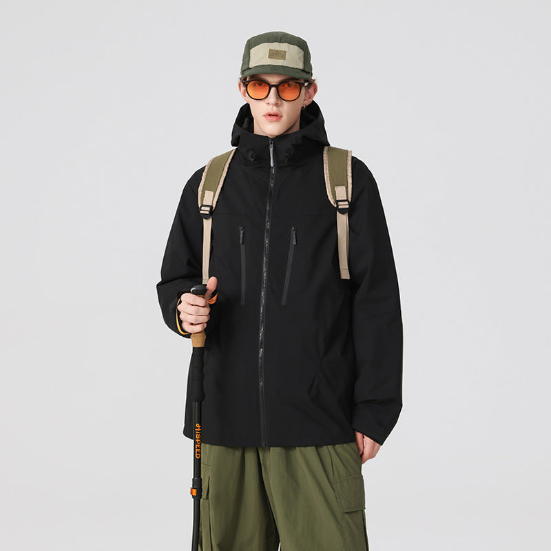 Damen Technische wasserfeste Softshell‑Regenjacke mit Kapuze, versiegelten Nähten und vertikalen Reißverschlusstaschen Mune Fashion