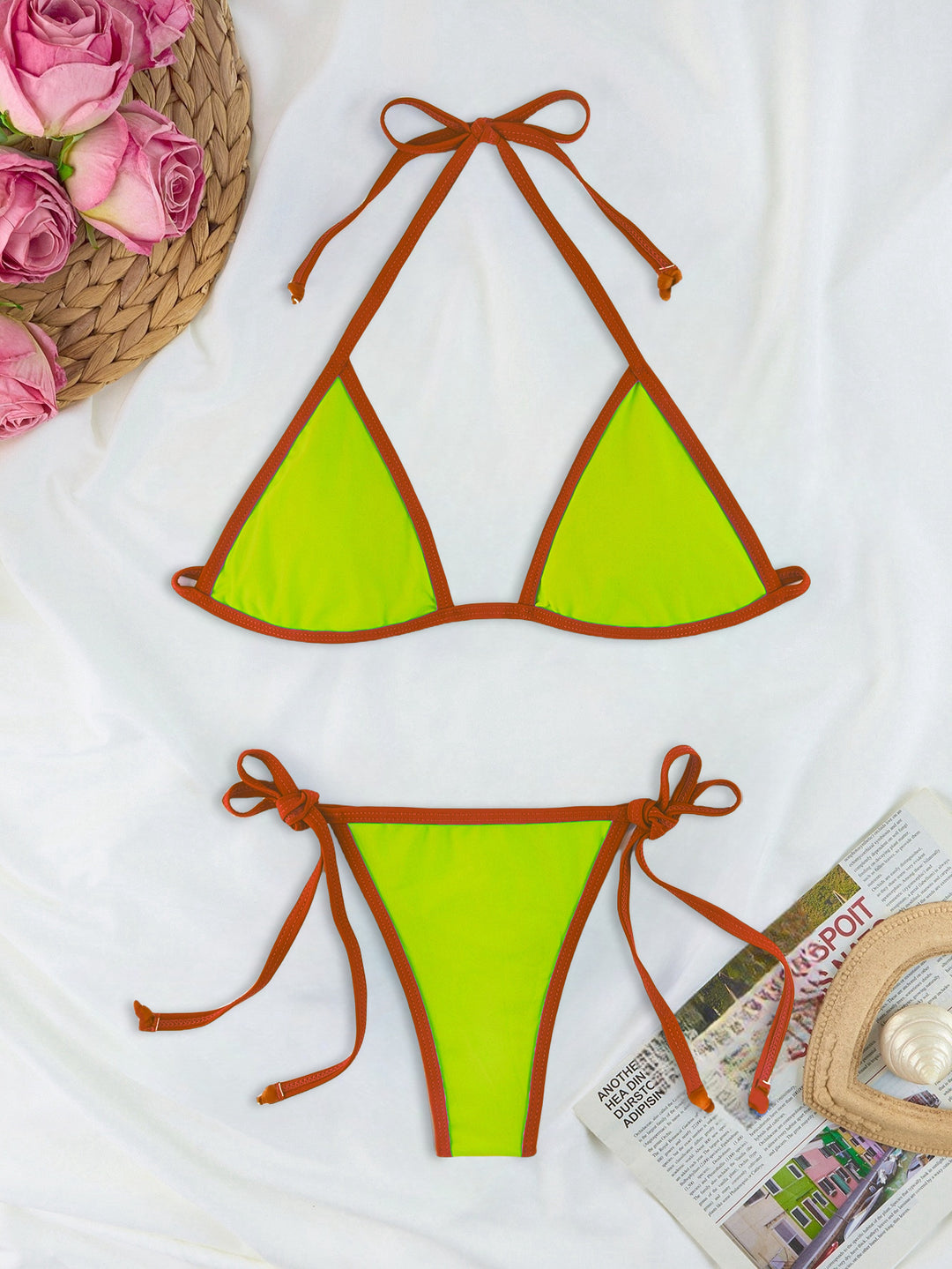 Women Triangle Bikini Set with individually adjustable drawstring Mune Fashion