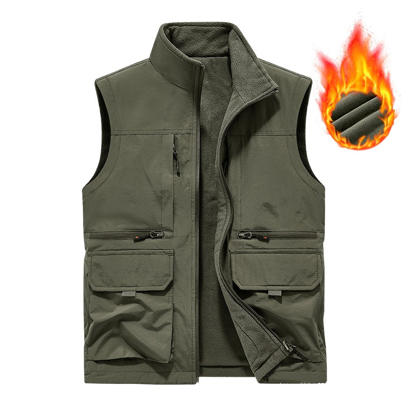 Men's insulated utility vest with warm fleece lining, windproof & multi-pocket Mune Fashion