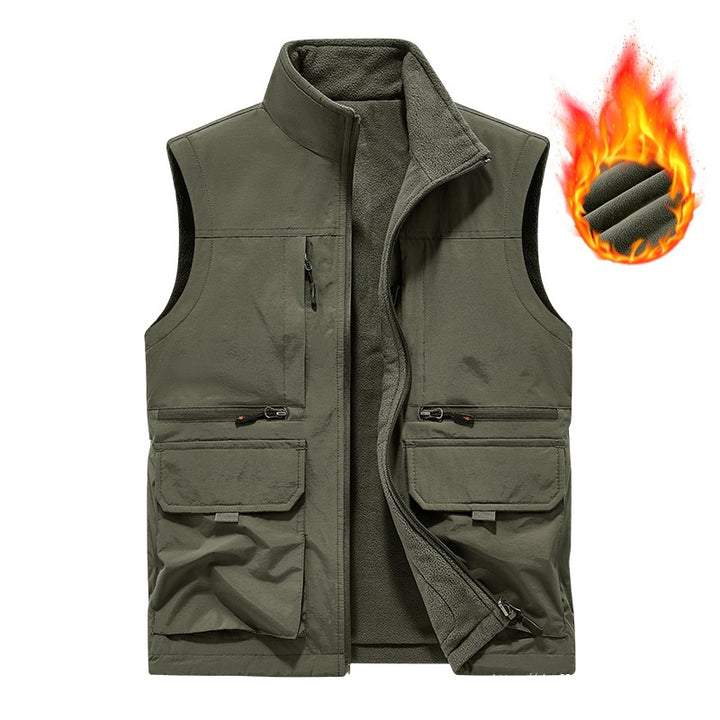 Men's insulated utility vest with warm fleece lining, windproof & multi-pocket Mune Fashion