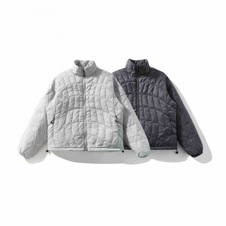 Unisex Ultralight Quilted Short Jacket with Geometric Quilting, Stand-up Collar and Drawstring Hem Mune Fashion