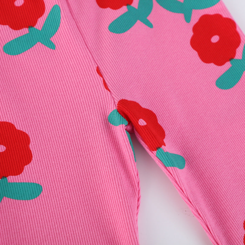 Girls flare leggings with cheerful floral pattern Mune Fashion
