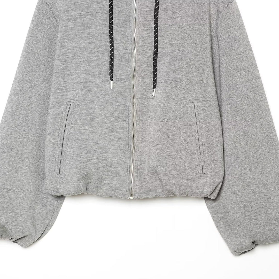 Women's Cropped Hooded Zip Jacket with Wide Oversized Cut Mune Fashion
