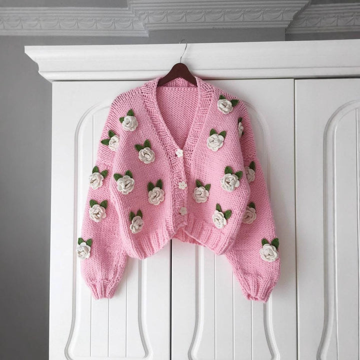 Ladies Playful Knitted Cardigan with Cherry Design