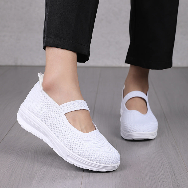 Women's knitted Mary Jane comfort slippers with elastic strap and cushioned outsole Mune Fashion