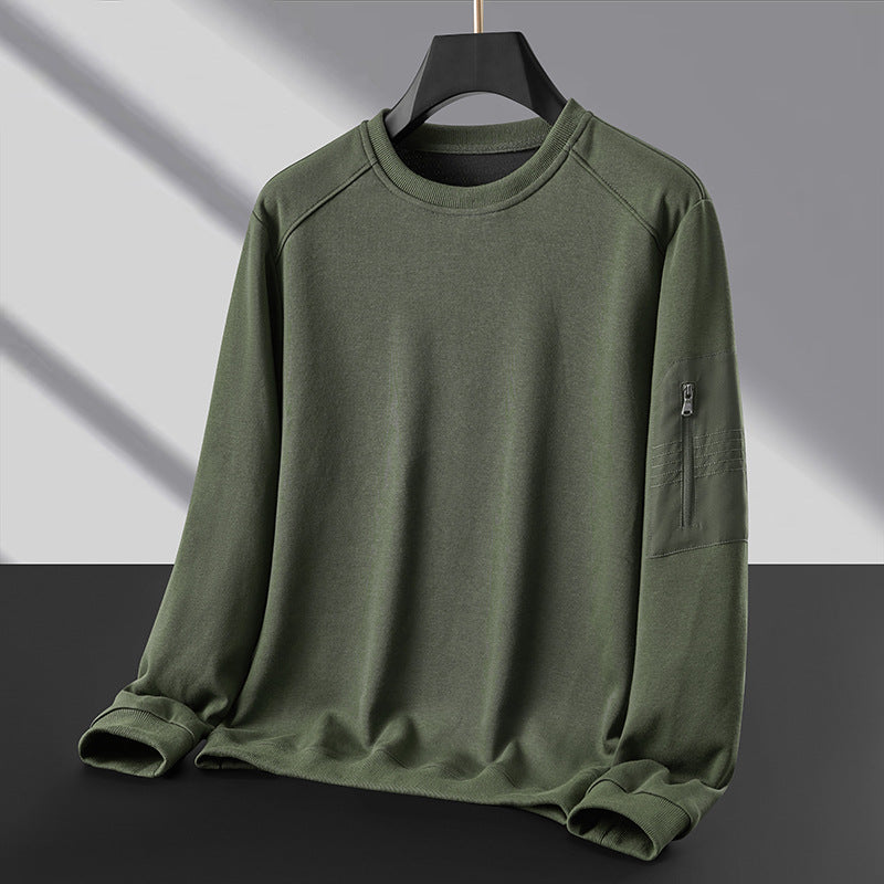 Men's Crew Neck Sweatshirt with Zip Arm Pocket and Functional Jersey Quality Mune Fashion