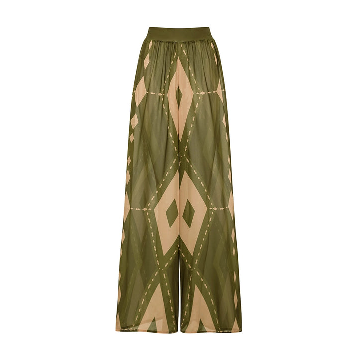 Women One-Piece Swimsuit with Voluminous Ruffle Design and Matching Fabric Pants Mune Fashion