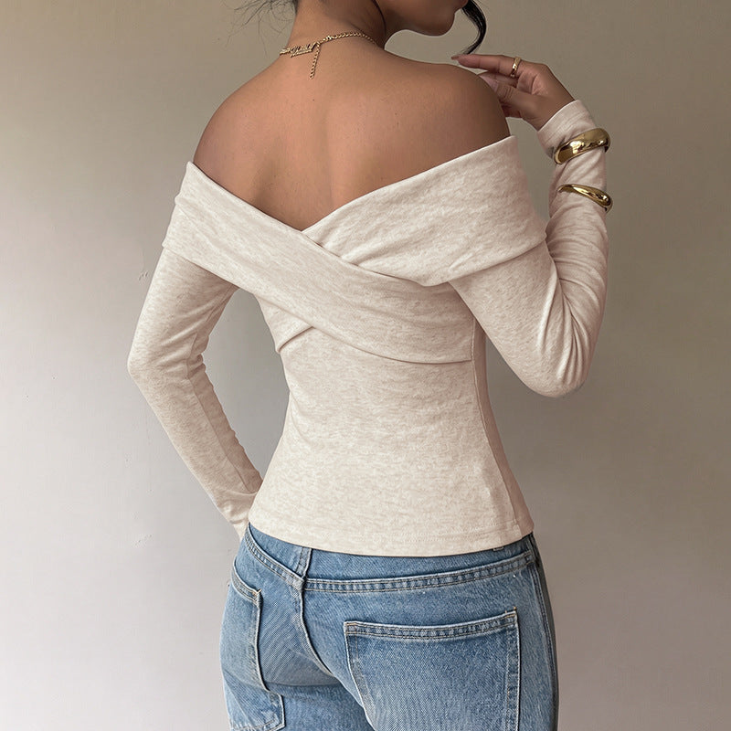 Women Elegant Top with Off-Shoulder Neckline Mune Fashion