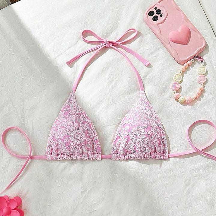 Women Flower-Decorated Triangle Bikini Mune Fashion