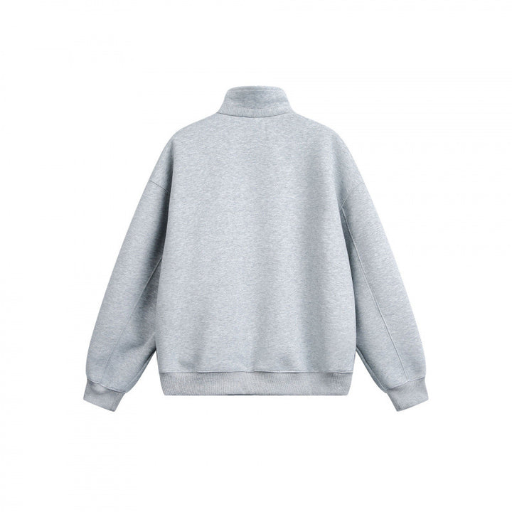 Unisex Lockeres Sweatshirt with short zipper, stand-up collar, and cotton fleece inside Mune Fashion