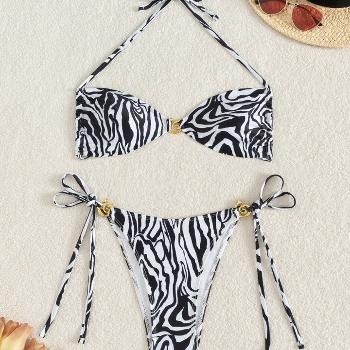 Women's triangle bikini with floral design and adjustable straps Mune Fashion