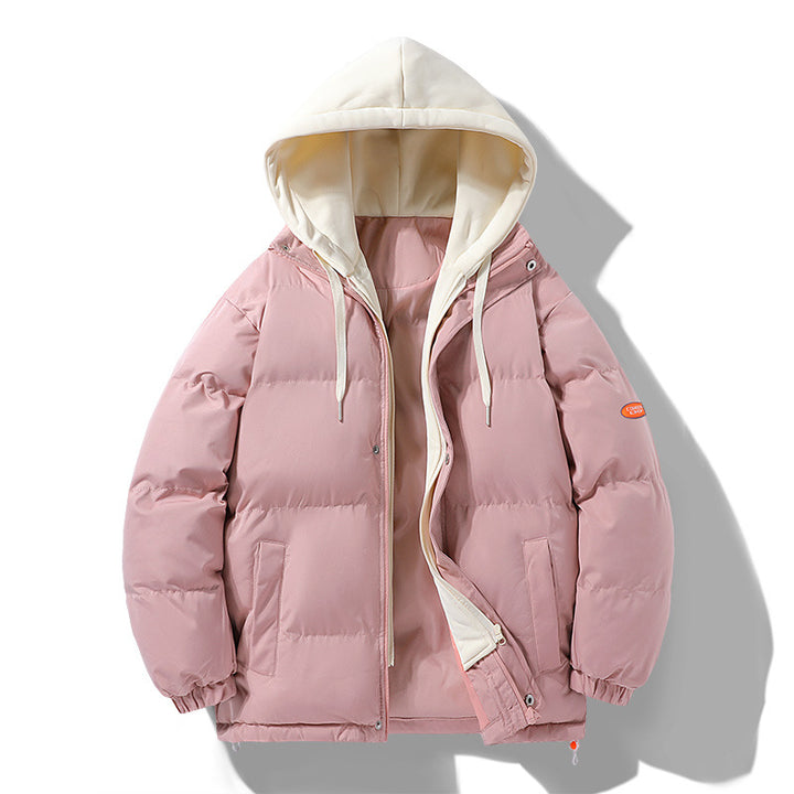 Men's padded puffer jacket with contrasting hood, windproof outer shell, and drawstring Mune Fashion