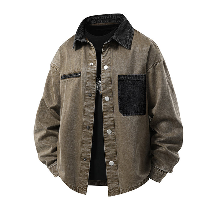 Men's Fashion Denim Jacket with High Collar and Practical Pockets Mune Fashion