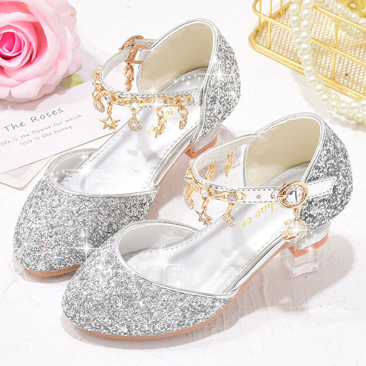 Girl Glittering Ballerinas with Adjustable Strap and Sparkling Charms Mune Fashion