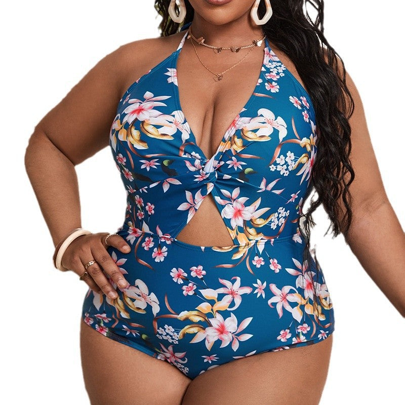 Women's One-Piece Swimsuit with Floral Twist Design Mune Fashion