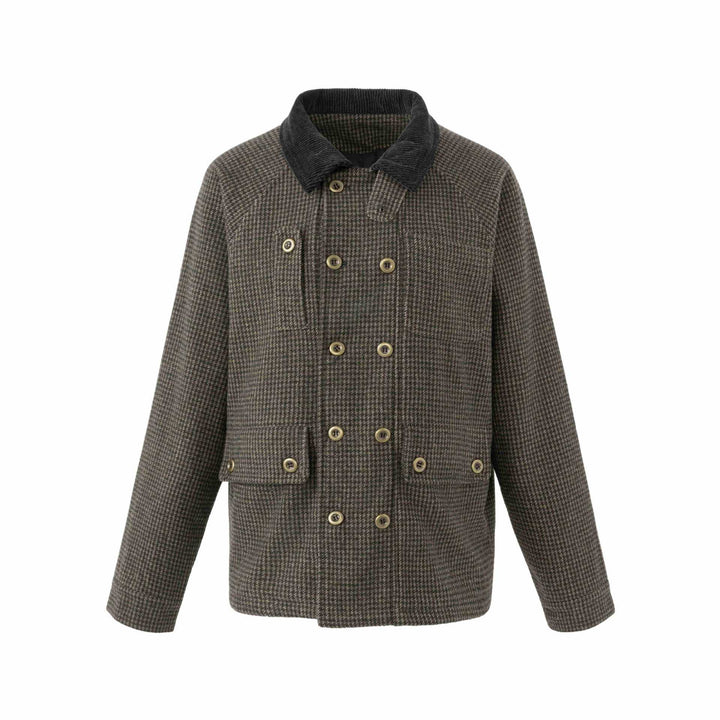 Men's double-breasted wool blend blouson with corduroy collar and patch pockets Mune Fashion