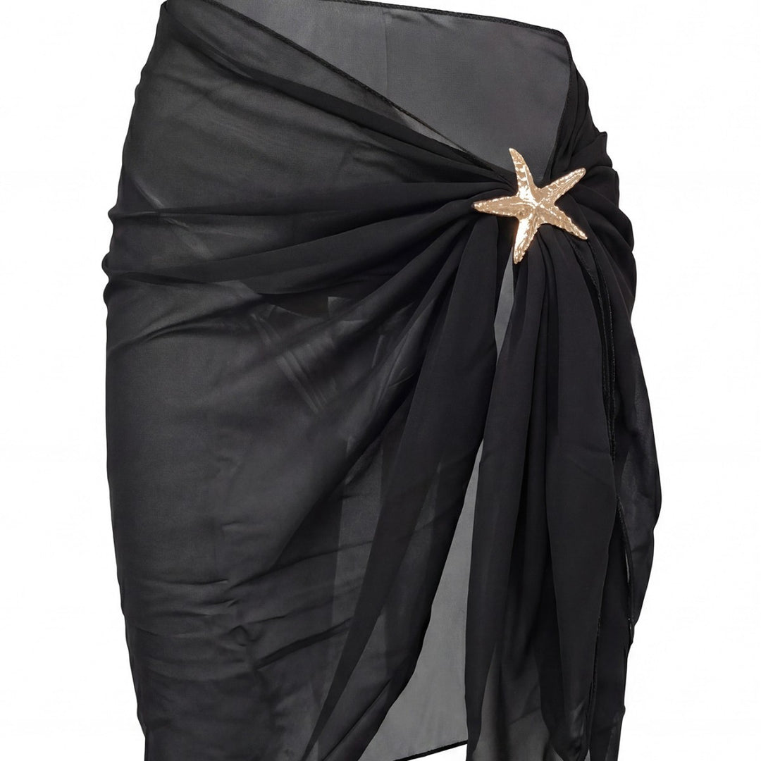 Ladies elegant beach sarong with sparkling flower appliqué Mune Fashion