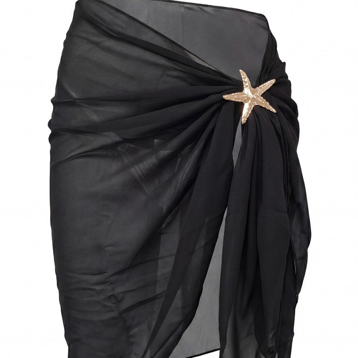 Ladies elegant beach sarong with sparkling flower appliqué Mune Fashion